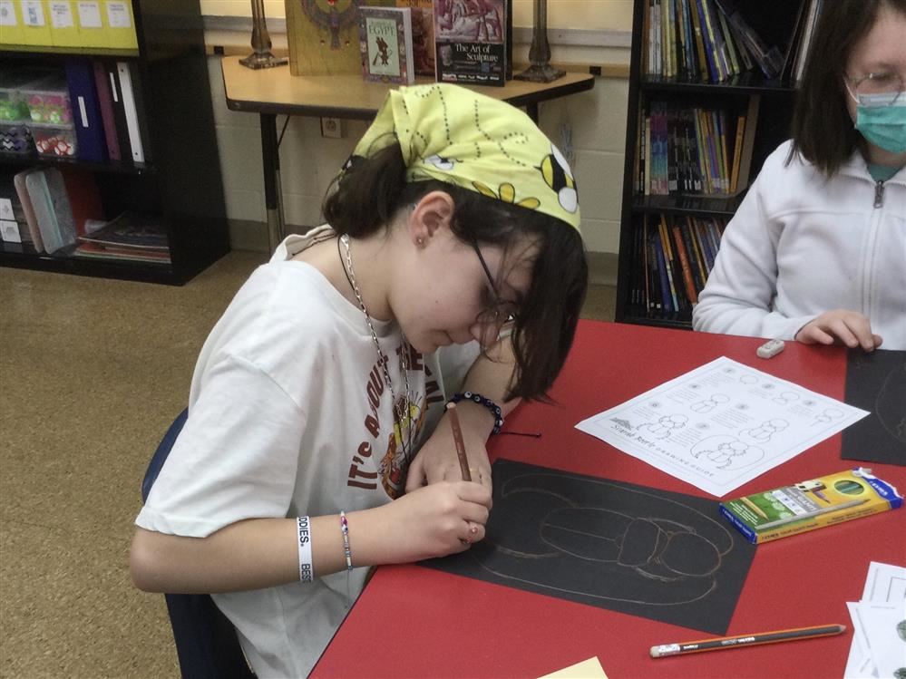 art students doing art project