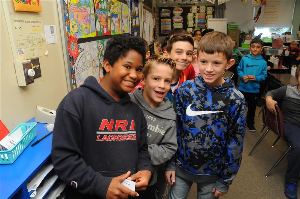 teacher in line with students